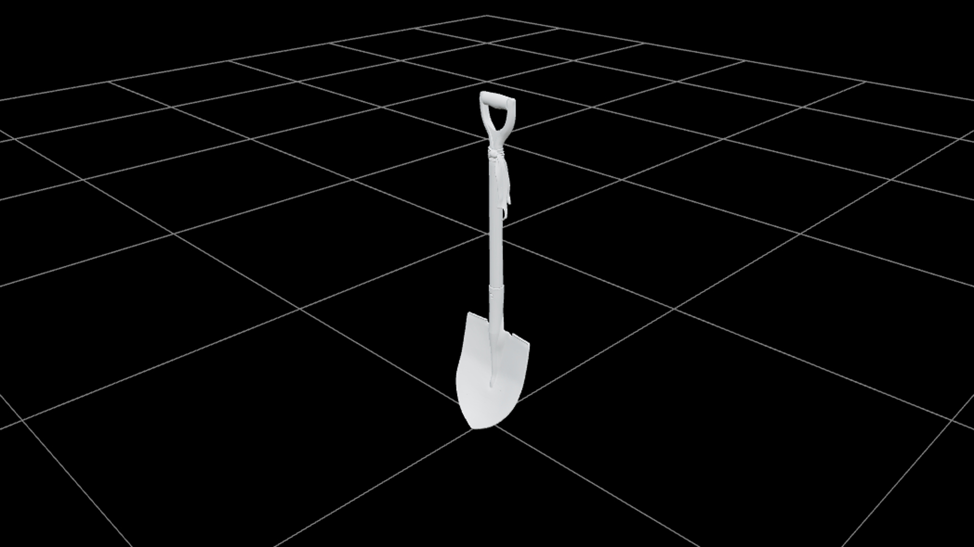 Graveyard Shovel with Rusty Blade and Orange Ribbon 3D Model 3D Model