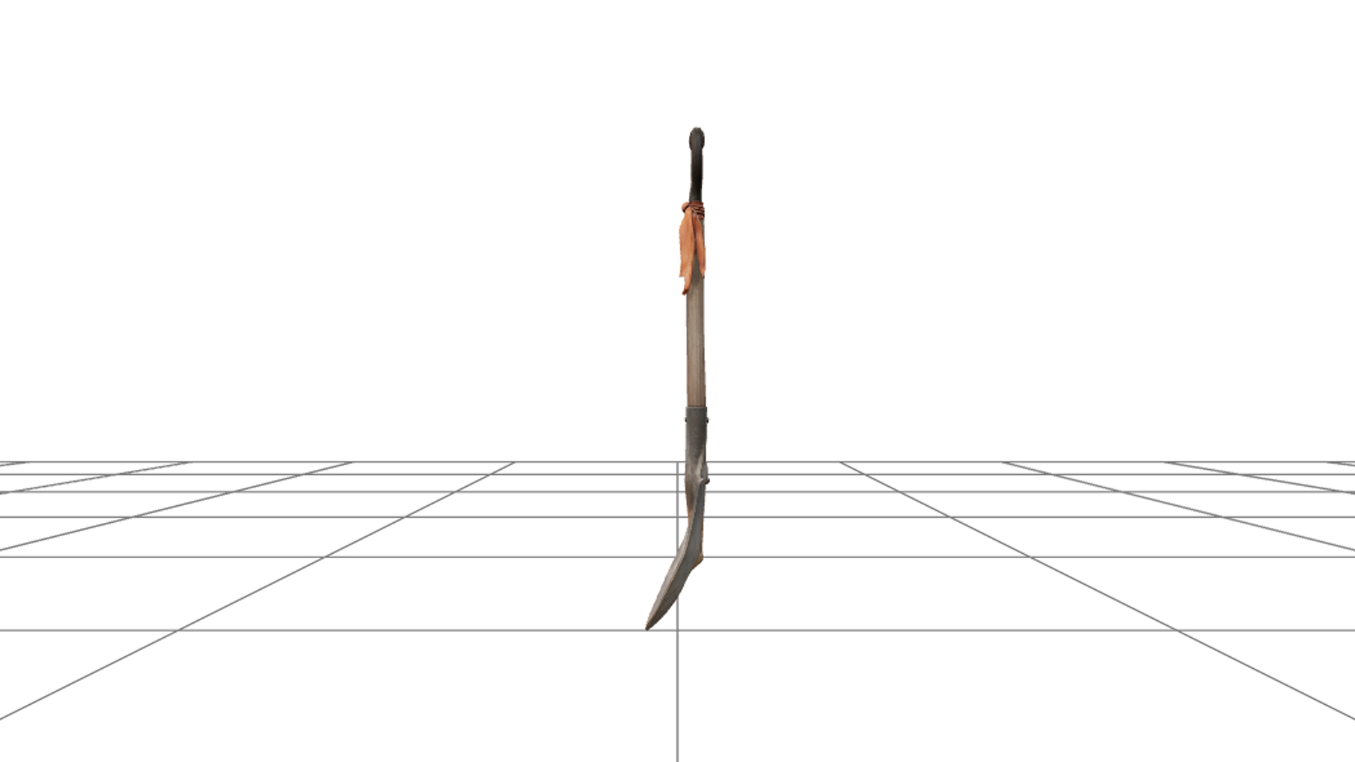 Graveyard Shovel with Rusty Blade and Orange Ribbon 3D Model 3D Model