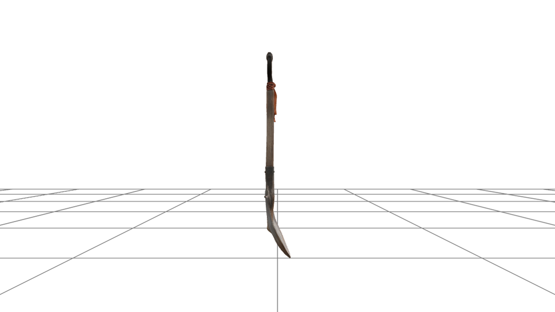 Graveyard Shovel with Rusty Blade and Orange Ribbon 3D Model 3D Model