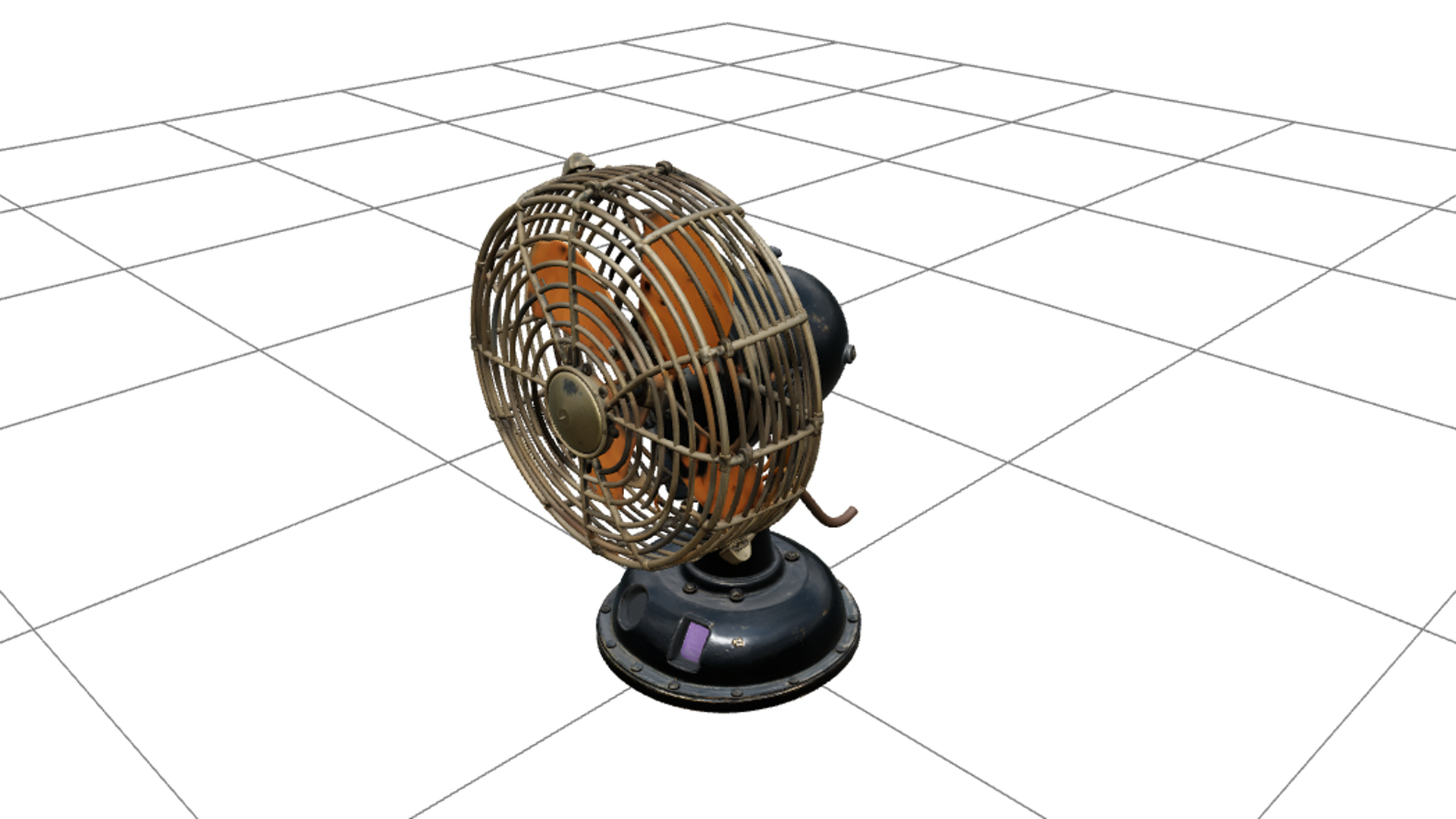 Halloween Antique Chest Fan with Orange Blades 3D Model Asse 3D Model