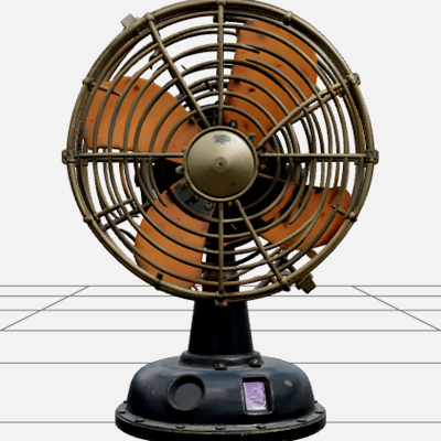 Halloween Antique Chest Fan with Orange Blades 3D Model Asse