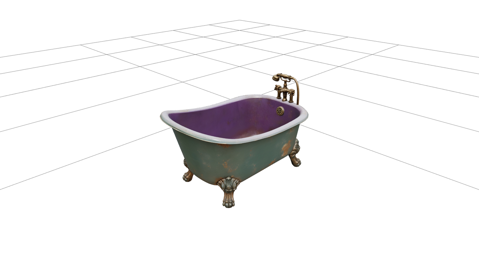 Halloween Clawfoot Bathtub with Green Enamel 3D Model Asset 3D Model