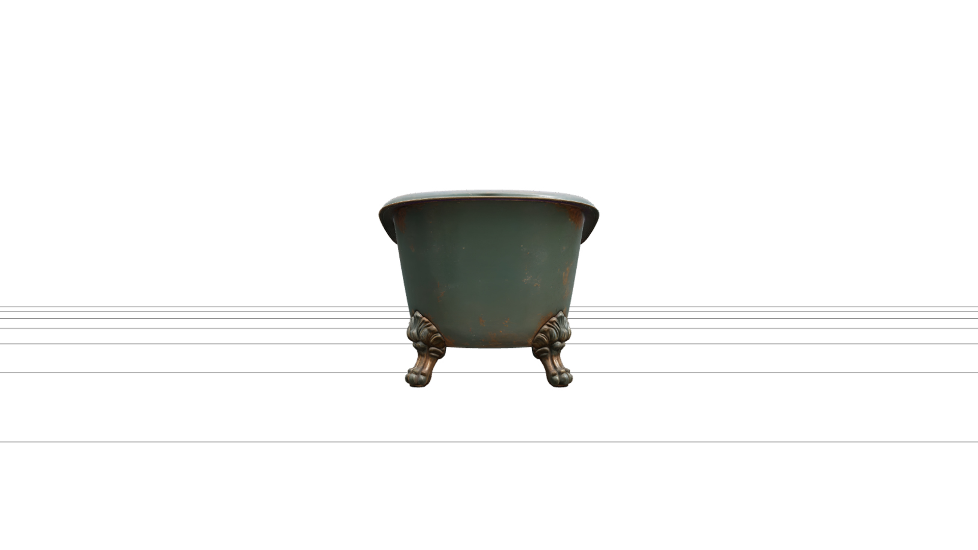 Halloween Clawfoot Bathtub with Green Enamel 3D Model Asset 3D Model