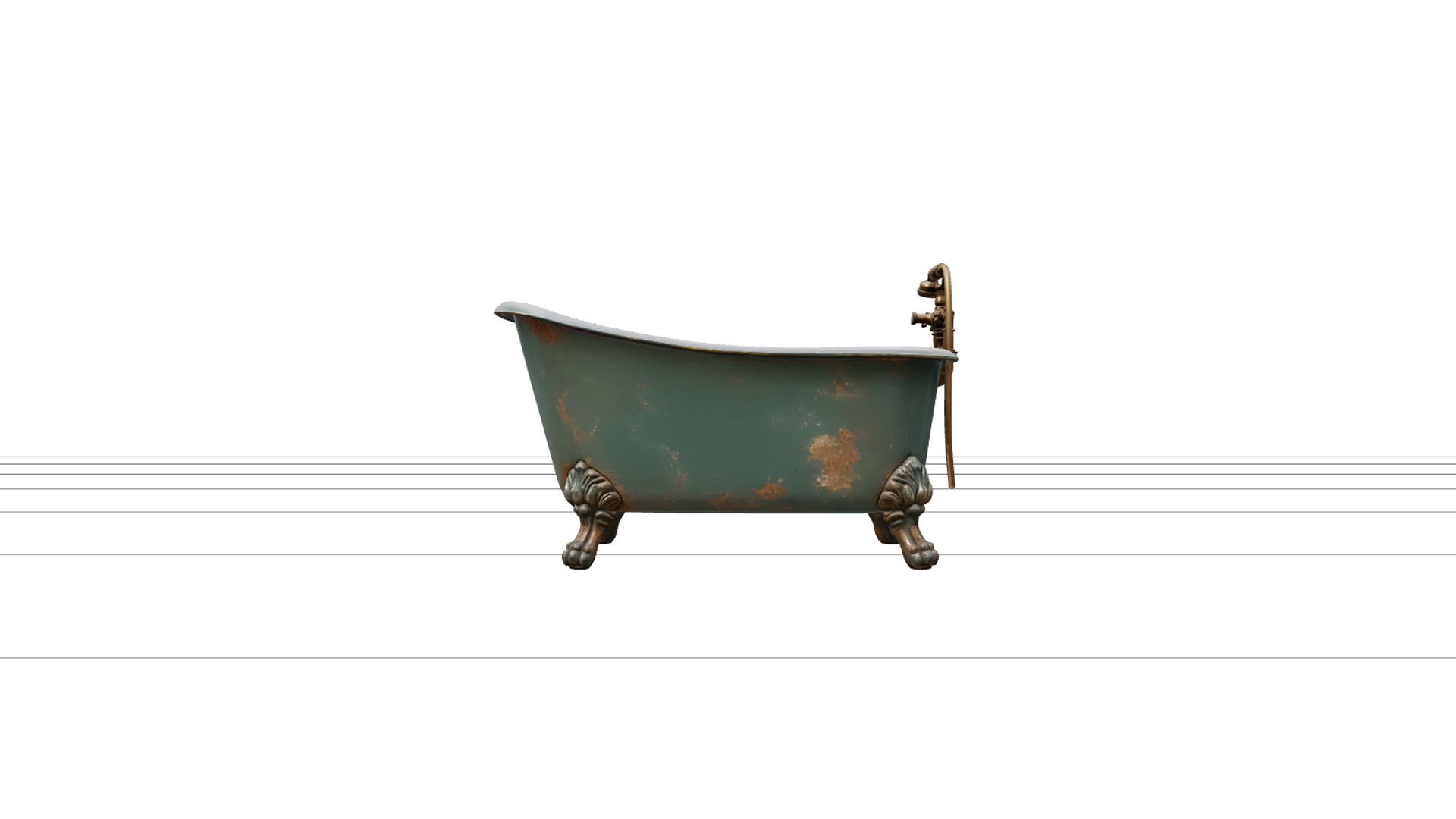 Halloween Clawfoot Bathtub with Green Enamel 3D Model Asset 3D Model