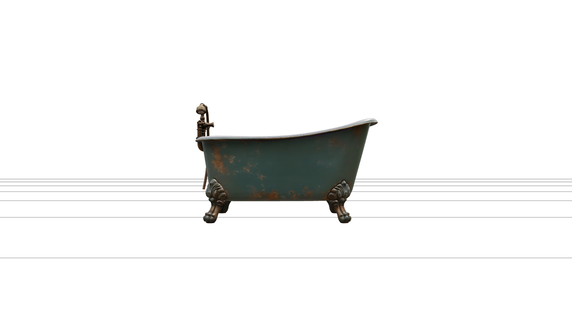 Halloween Clawfoot Bathtub with Green Enamel 3D Model Asset 3D Model