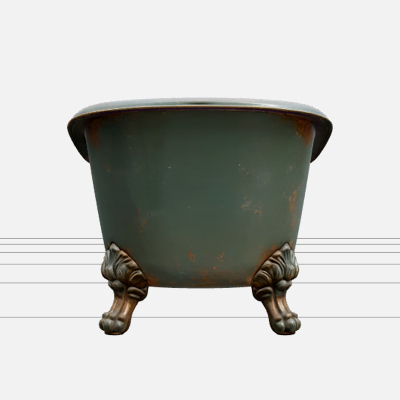Halloween Clawfoot Bathtub with Green Enamel 3D Model Asset