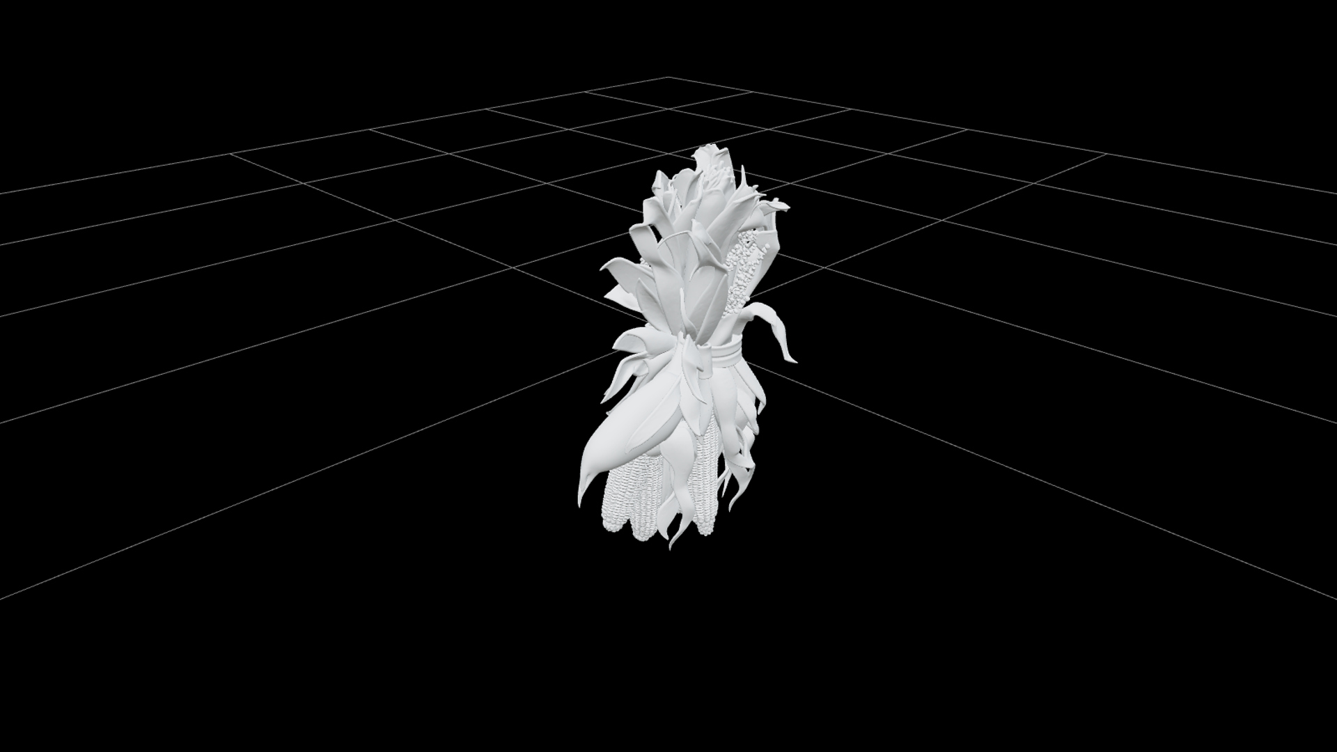 Halloween Corn Stalk Decor with Golden Leaves 3D Model Asset 3D Model