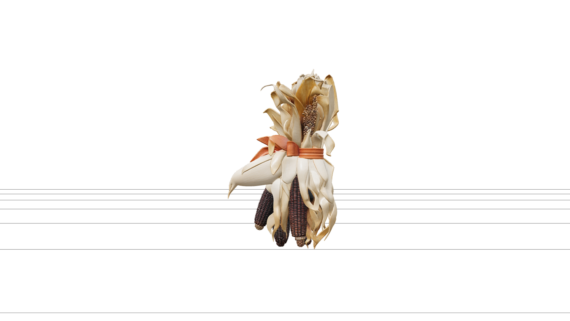 Halloween Corn Stalk Decor with Golden Leaves 3D Model Asset 3D Model