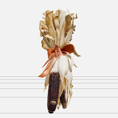 Halloween Corn Stalk Decor with Golden Leaves 3D Model Asset
