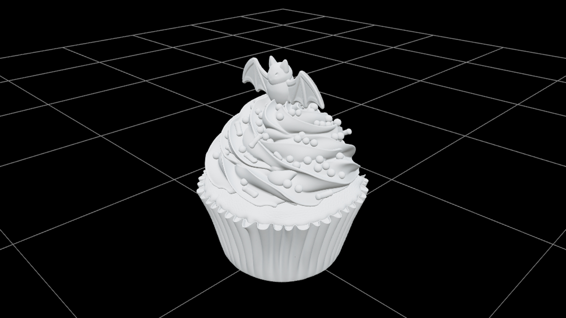 Halloween Cupcake with Violet Frosting and Bat Topper 3D Mod 3D Model
