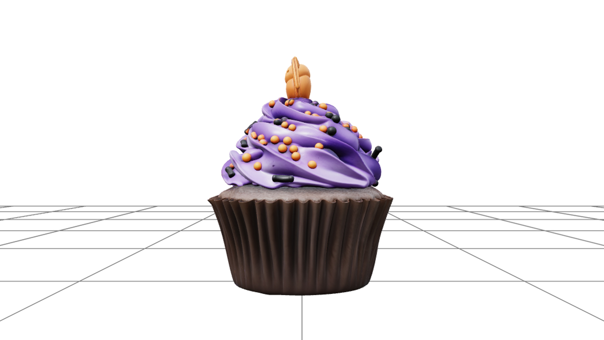 Halloween Cupcake with Violet Frosting and Bat Topper 3D Mod 3D Model