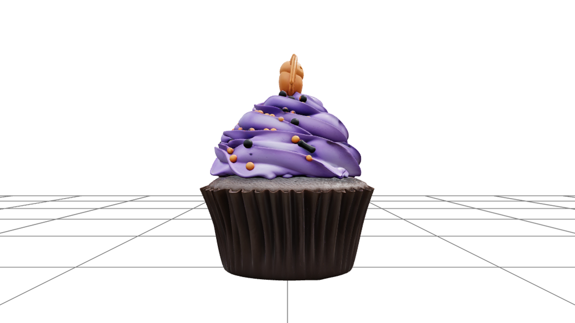 Halloween Cupcake with Violet Frosting and Bat Topper 3D Mod 3D Model