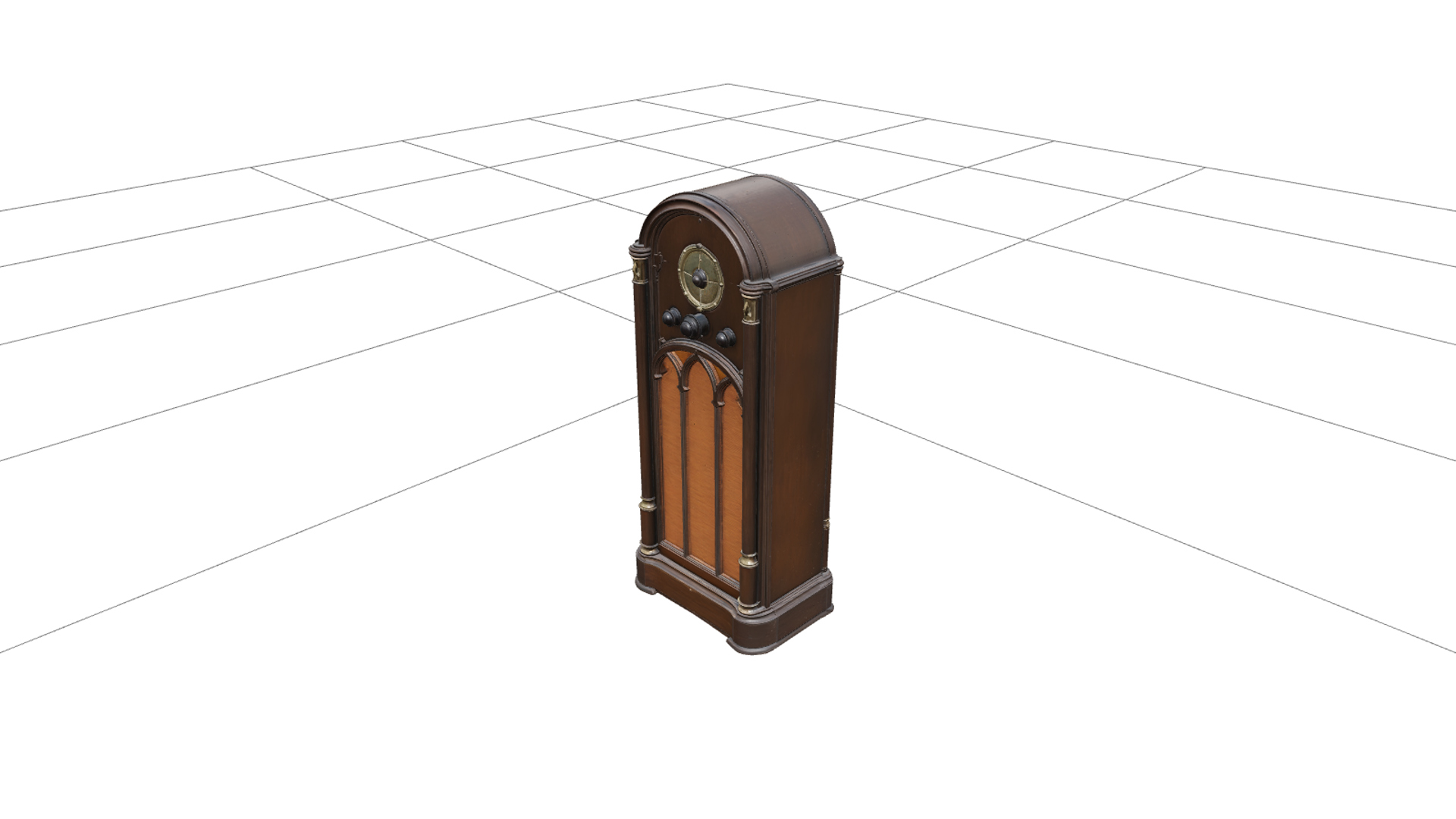 Halloween Grandfather Floor Radio with Brass Trim 3D Model 3D Model
