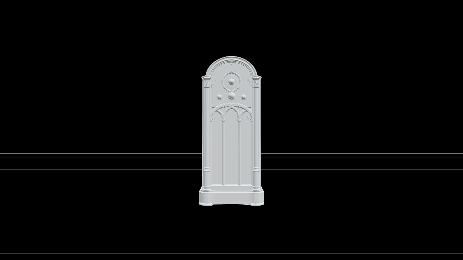 Halloween Grandfather Floor Radio with Brass Trim 3D Model 3D Model