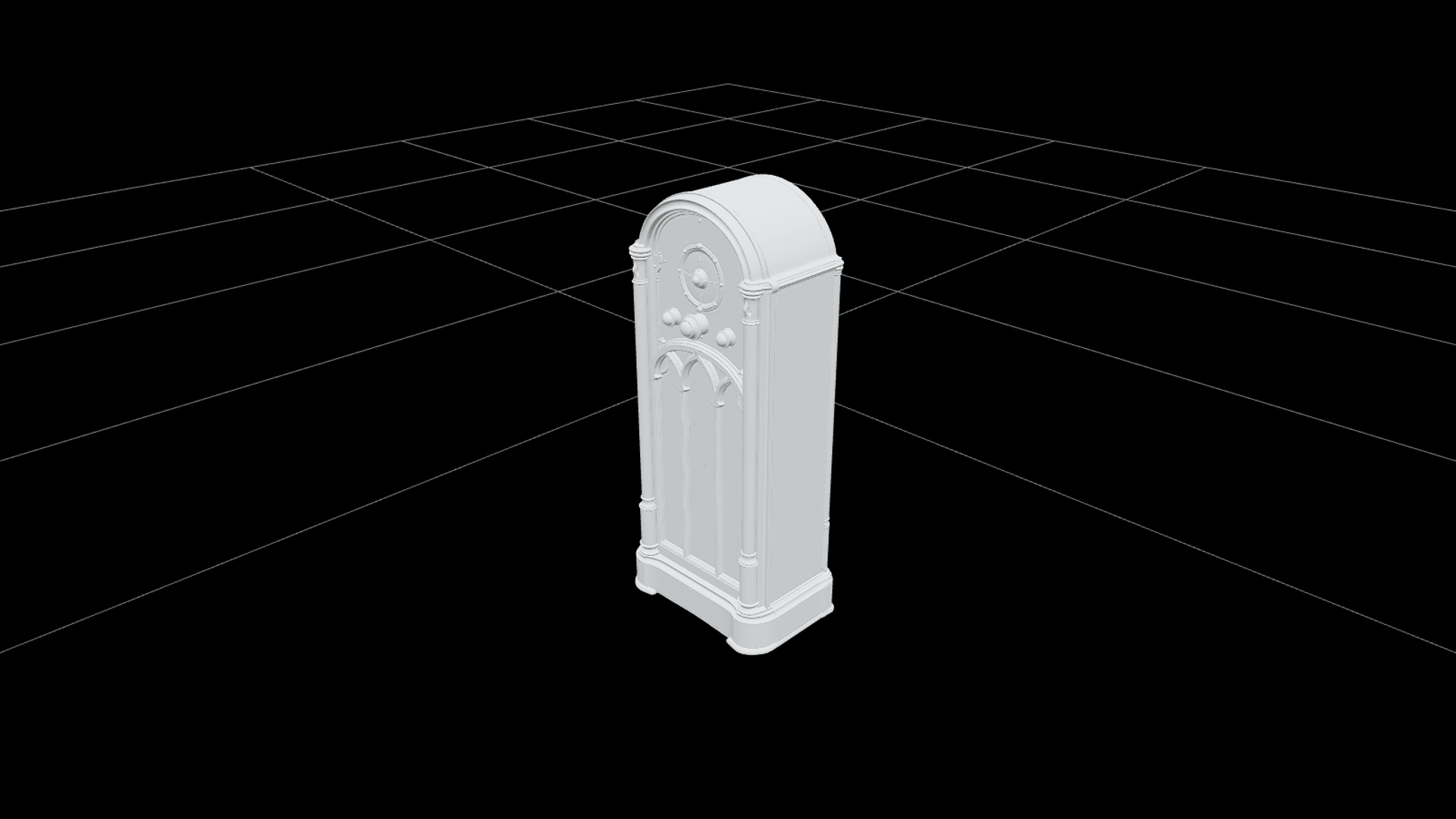 Halloween Grandfather Floor Radio with Brass Trim 3D Model 3D Model