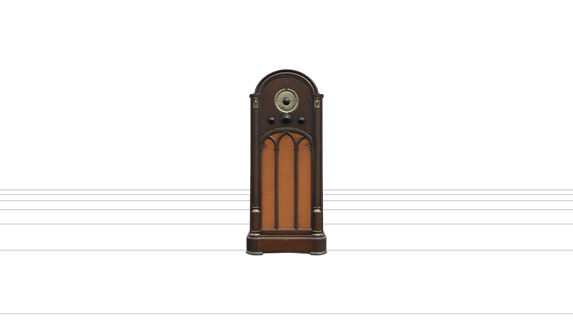 Halloween Grandfather Floor Radio with Brass Trim 3D Model 3D Model