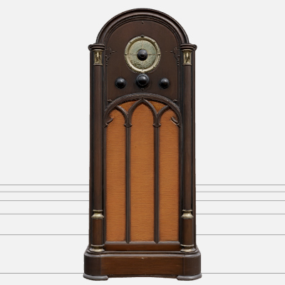 Halloween Grandfather Floor Radio with Brass Trim 3D Model
