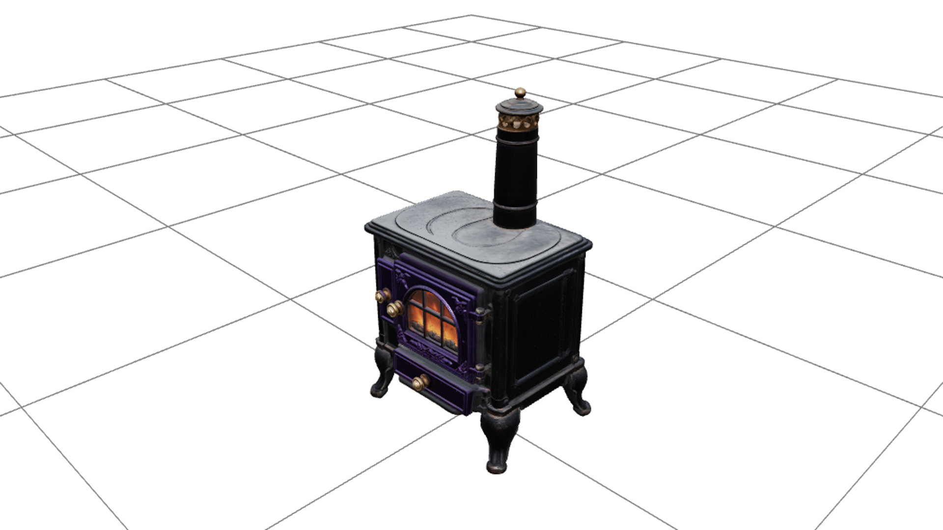 Halloween Iron Stove with Purple Doors Ember Window 3D Model 3D Model
