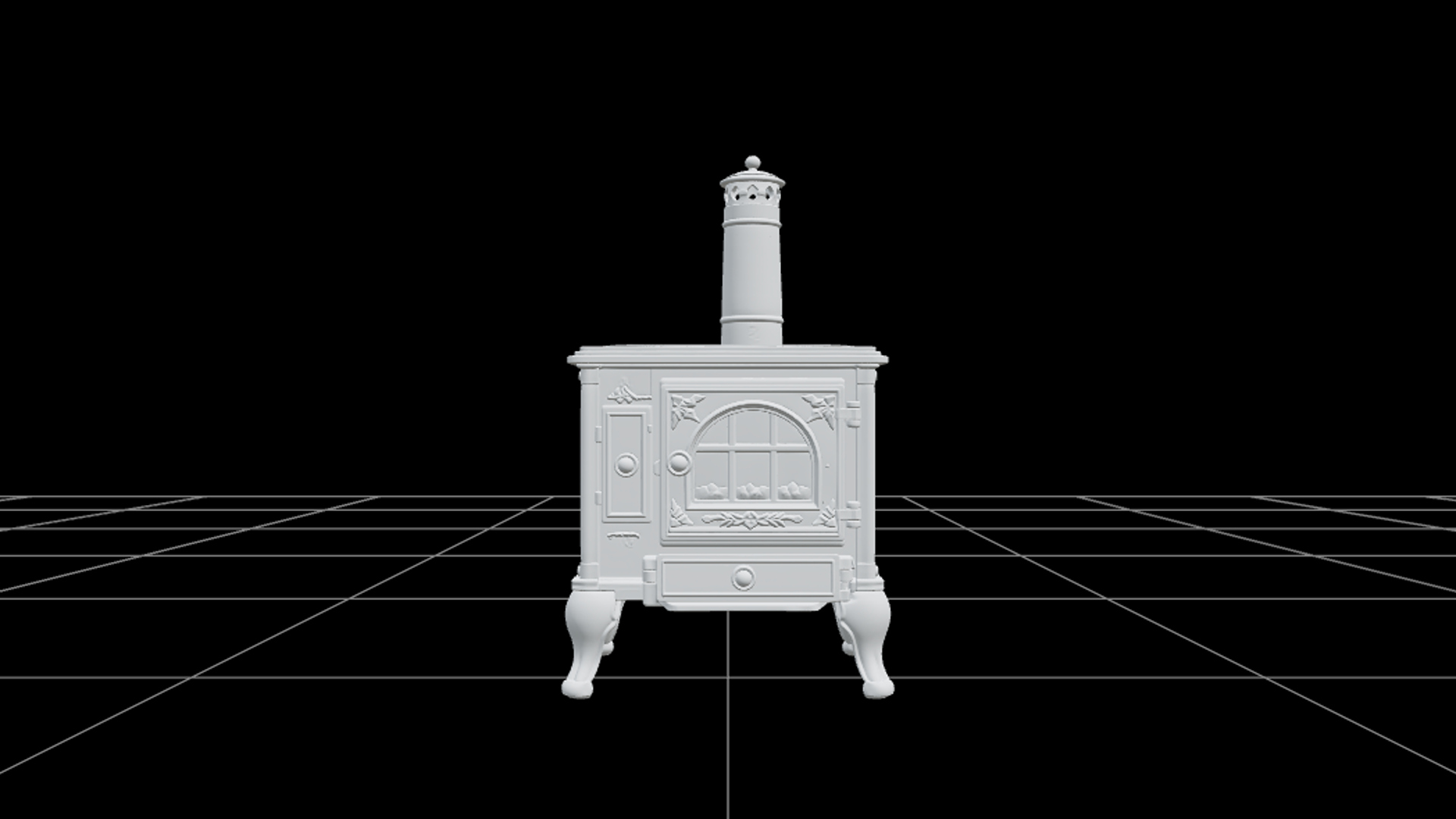 Halloween Iron Stove with Purple Doors Ember Window 3D Model 3D Model