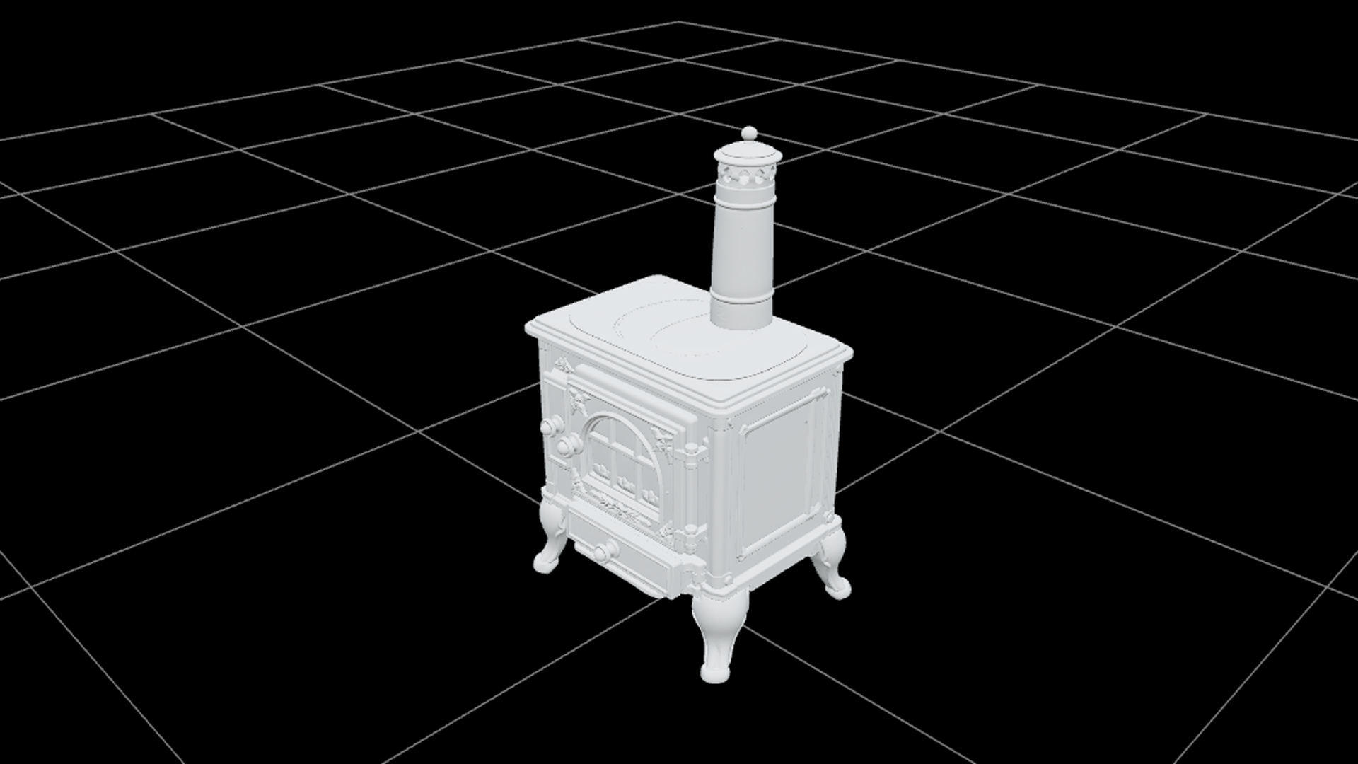 Halloween Iron Stove with Purple Doors Ember Window 3D Model 3D Model