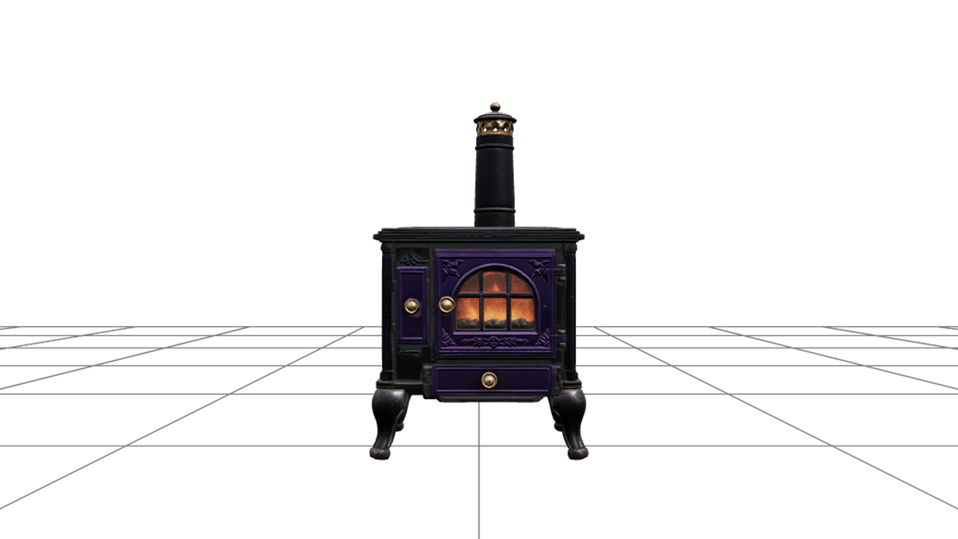 Halloween Iron Stove with Purple Doors Ember Window 3D Model 3D Model