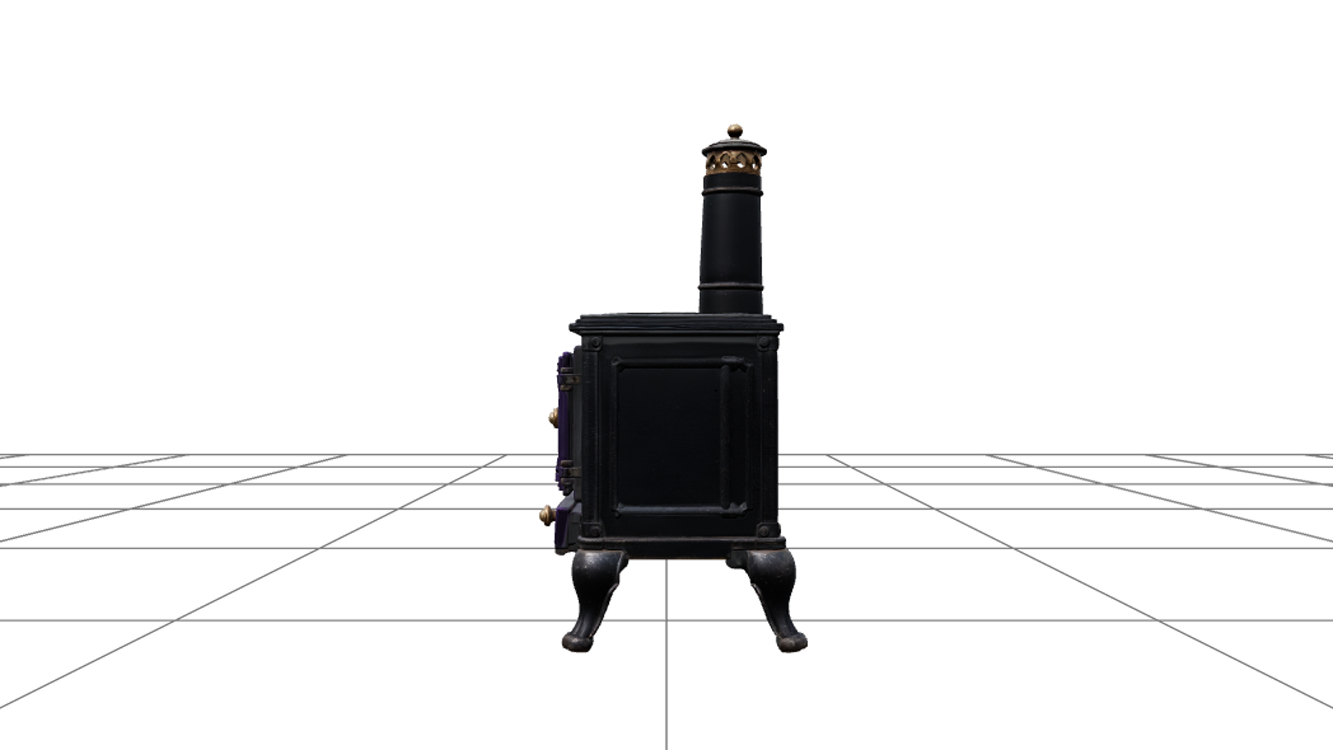 Halloween Iron Stove with Purple Doors Ember Window 3D Model 3D Model