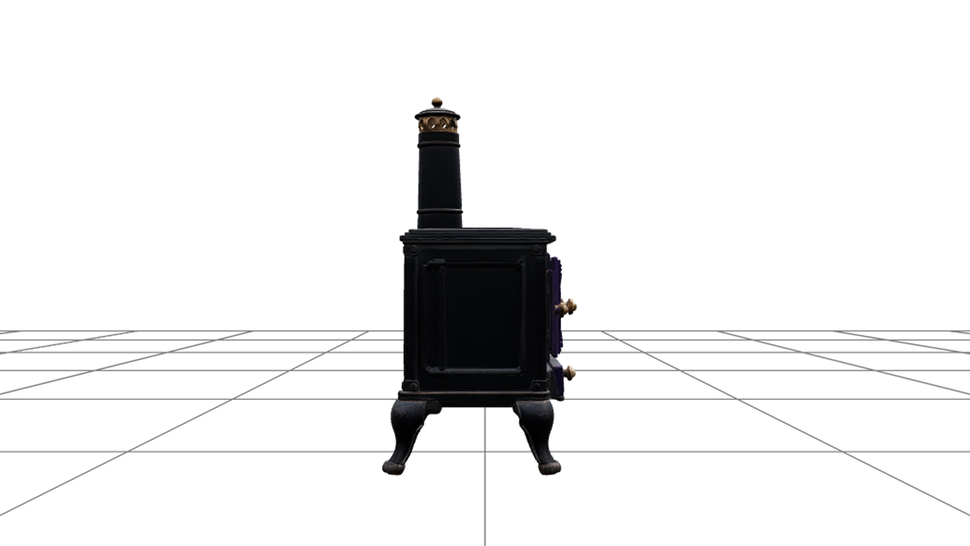 Halloween Iron Stove with Purple Doors Ember Window 3D Model 3D Model