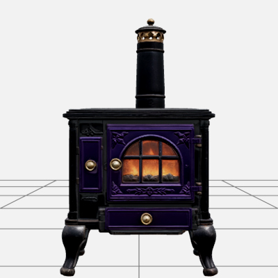 Halloween Iron Stove with Purple Doors Ember Window 3D Model