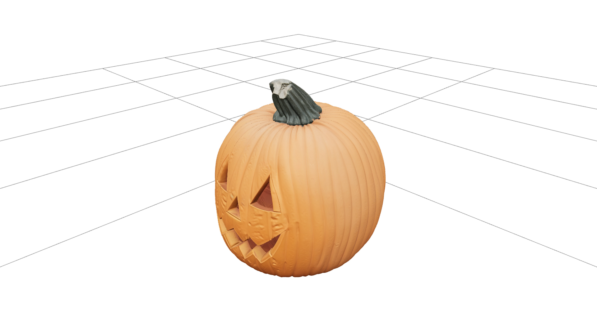 Halloween Jack-O-Lantern with Green Stem 3D Model 3D Model