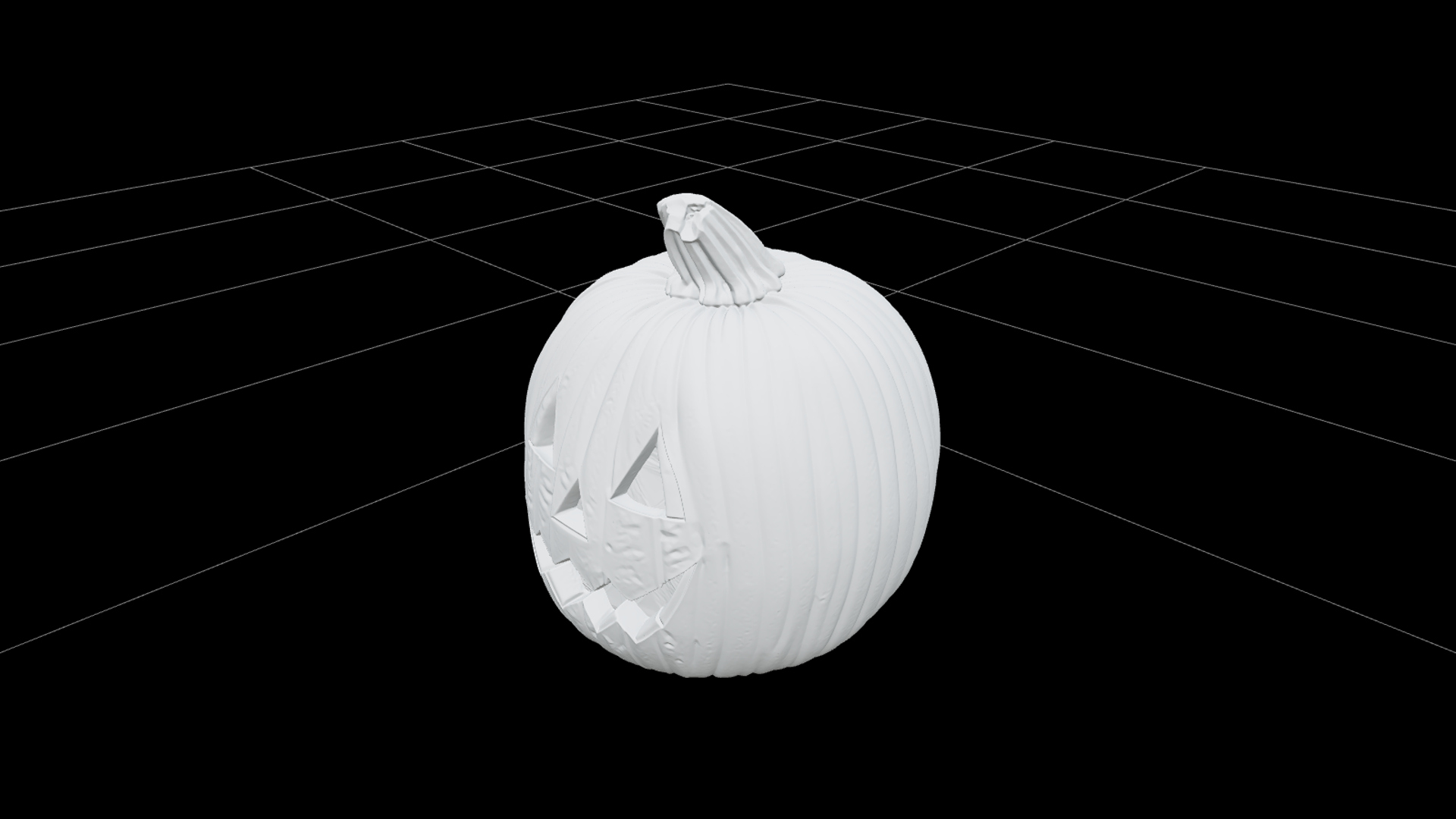 Halloween Jack-O-Lantern with Green Stem 3D Model 3D Model