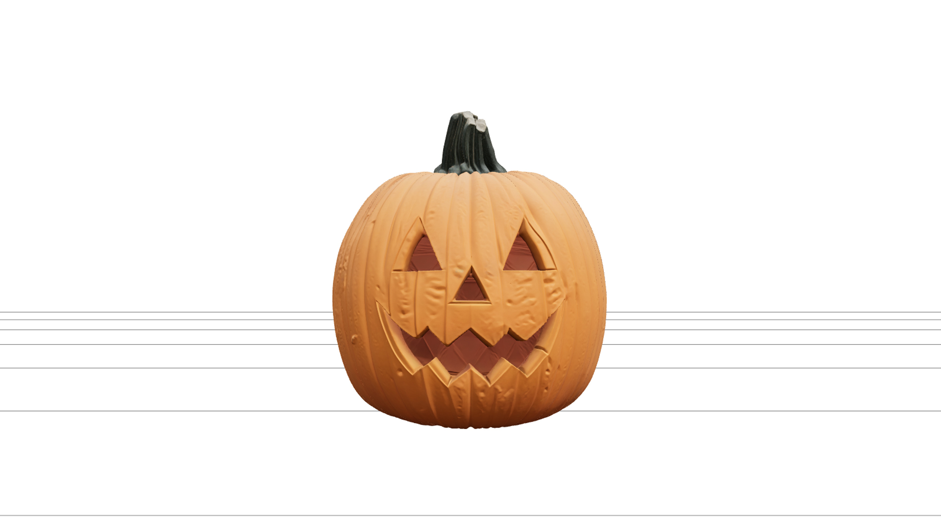 Halloween Jack-O-Lantern with Green Stem 3D Model 3D Model