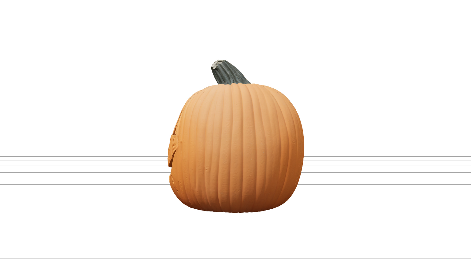 Halloween Jack-O-Lantern with Green Stem 3D Model 3D Model