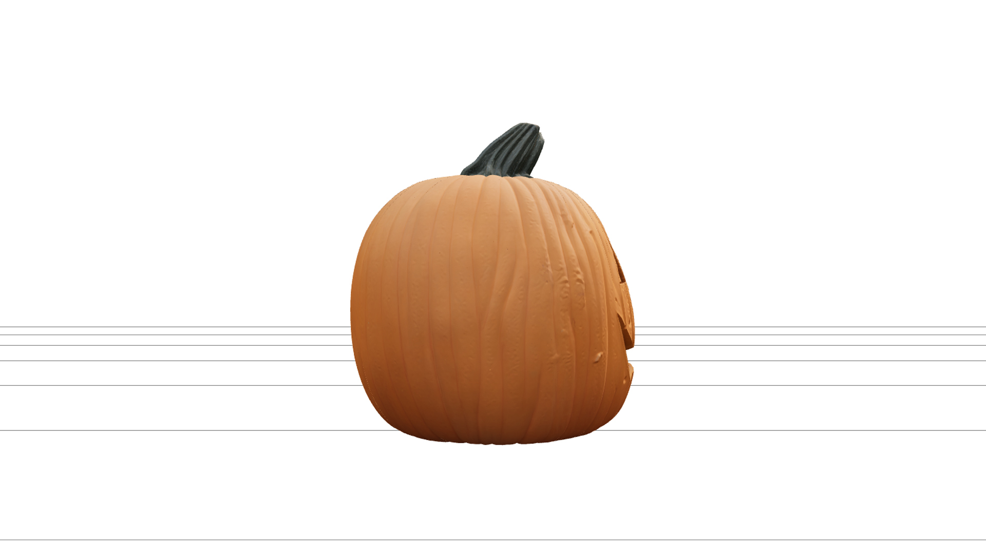 Halloween Jack-O-Lantern with Green Stem 3D Model 3D Model