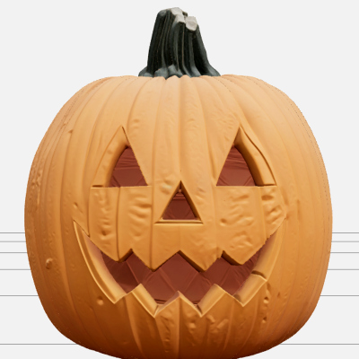 Halloween Jack-O'-Lantern with Green Stem 3D Model