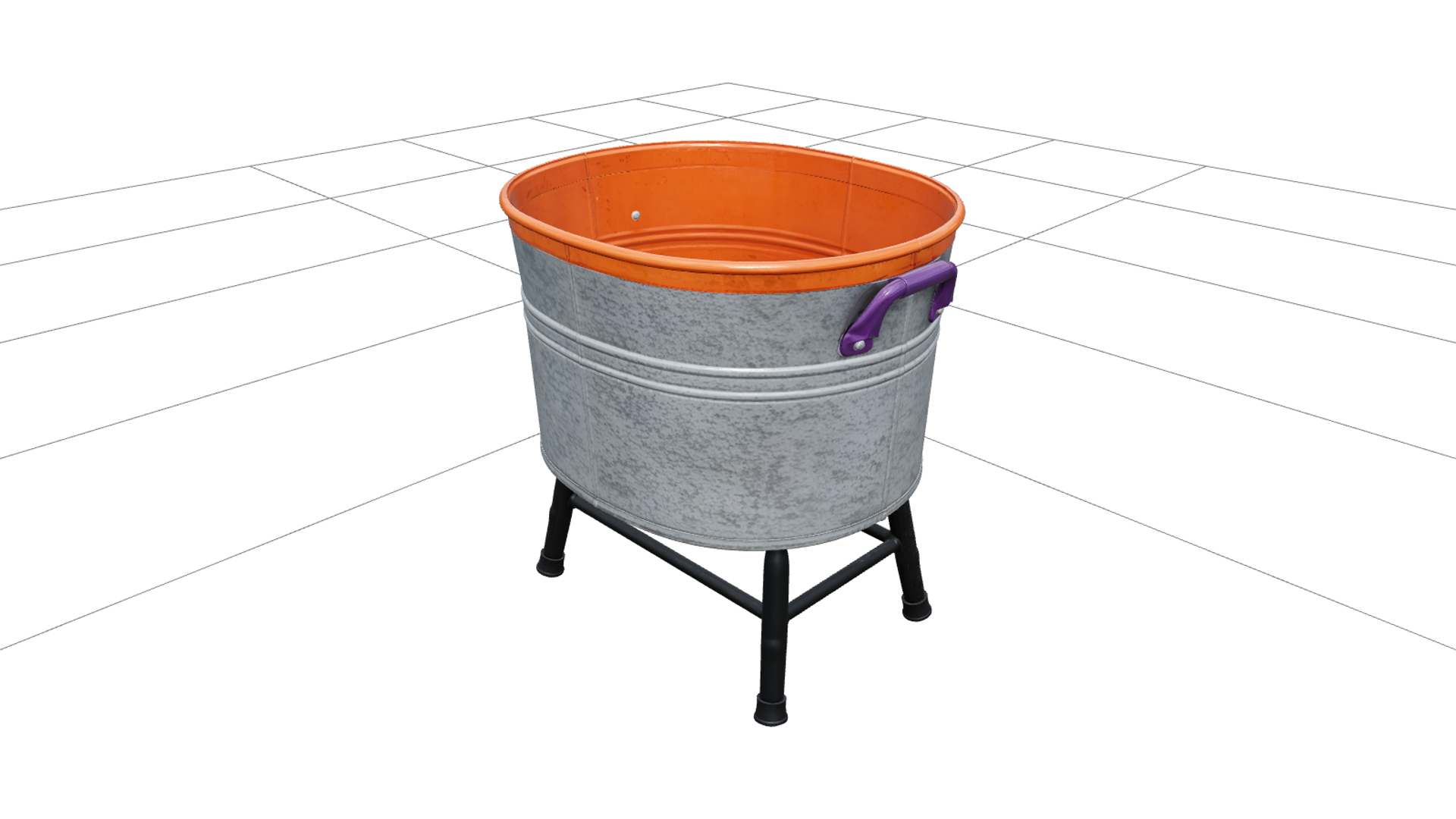 Halloween Laundry Tub with Purple Handles 3D Model 3D Model