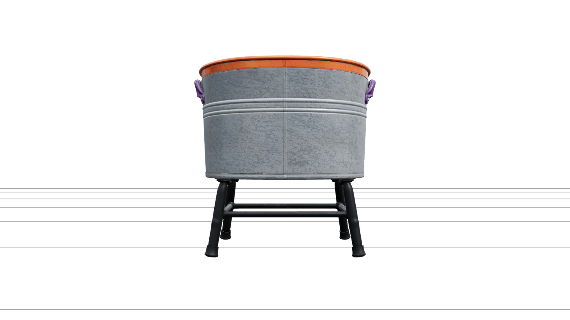 Halloween Laundry Tub with Purple Handles 3D Model 3D Model