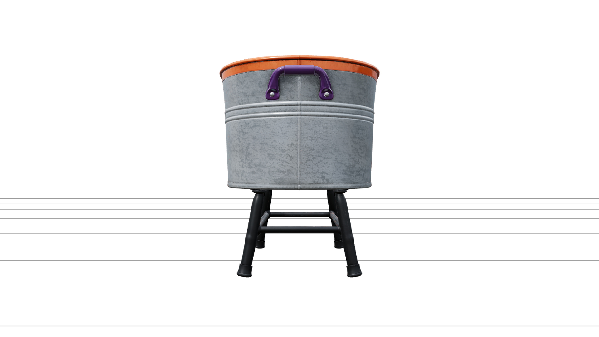Halloween Laundry Tub with Purple Handles 3D Model 3D Model
