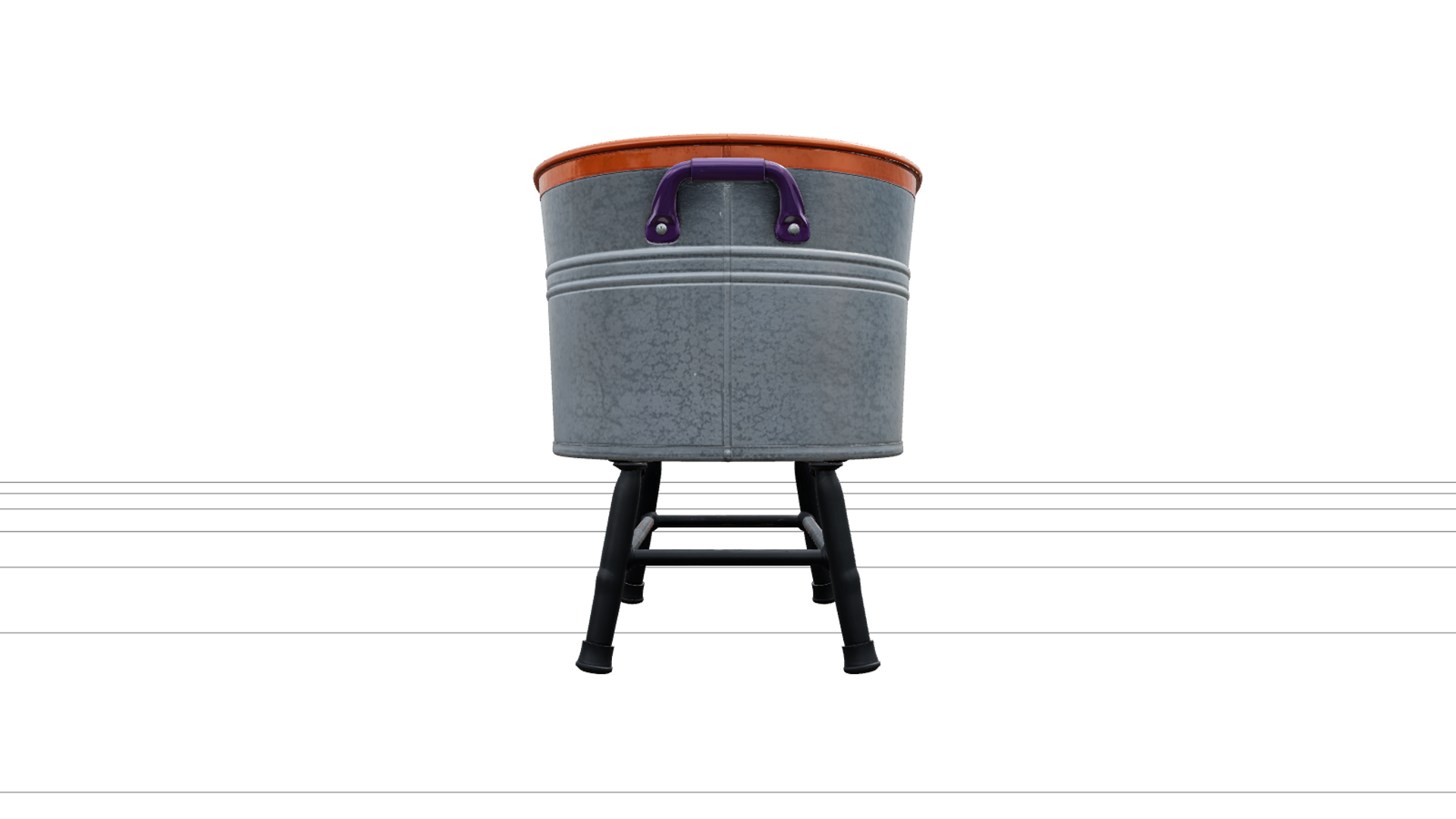Halloween Laundry Tub with Purple Handles 3D Model 3D Model