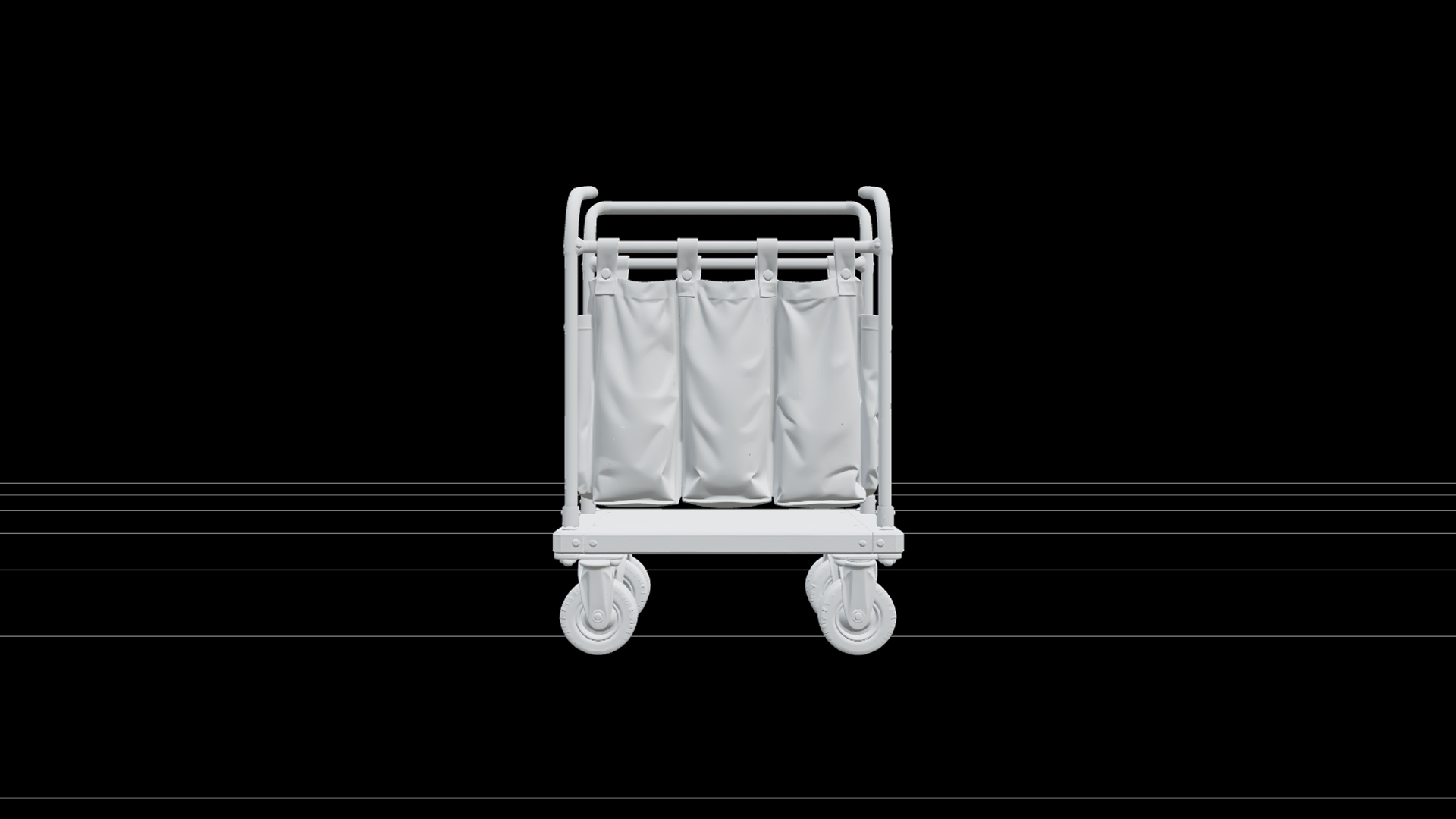 Halloween Luggage Cart with Colorful Bags 3d Model Asset 3D Model