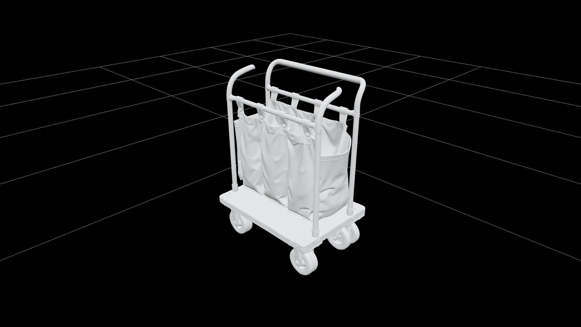 Halloween Luggage Cart with Colorful Bags 3d Model Asset 3D Model