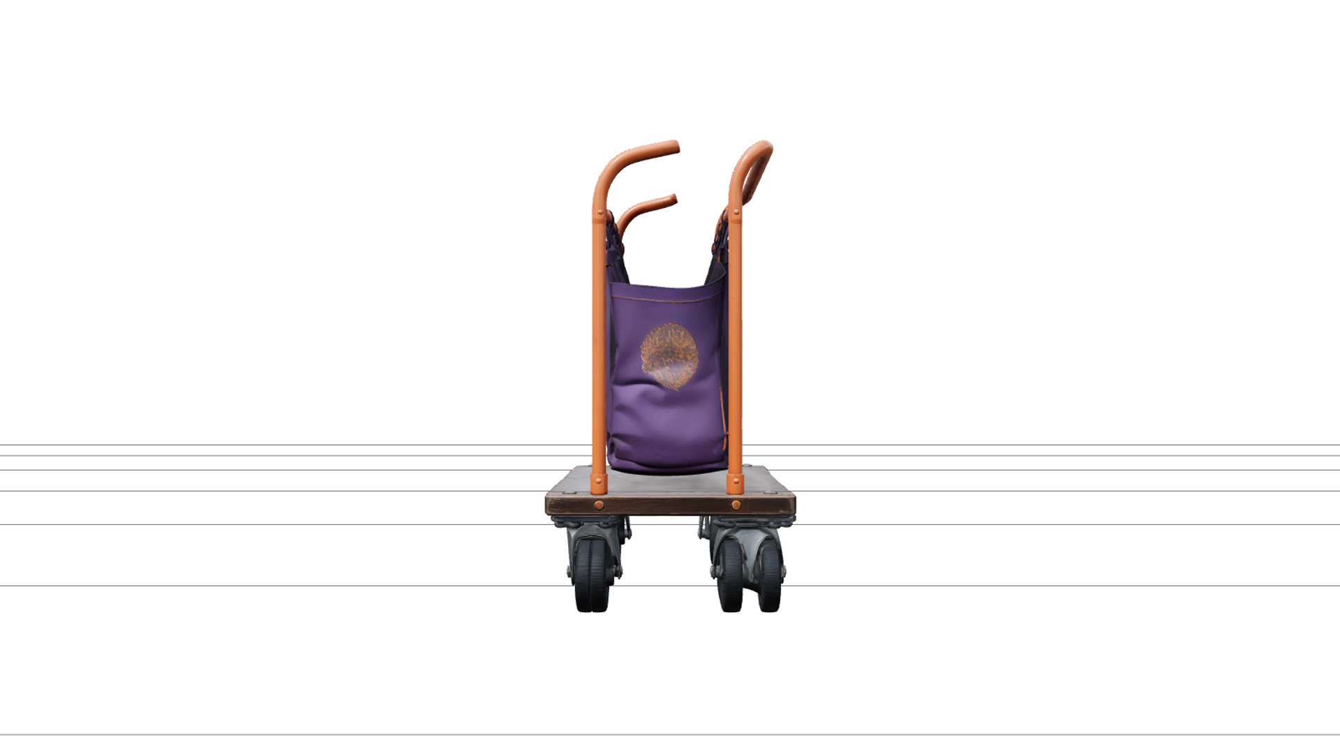 Halloween Luggage Cart with Colorful Bags 3d Model Asset 3D Model