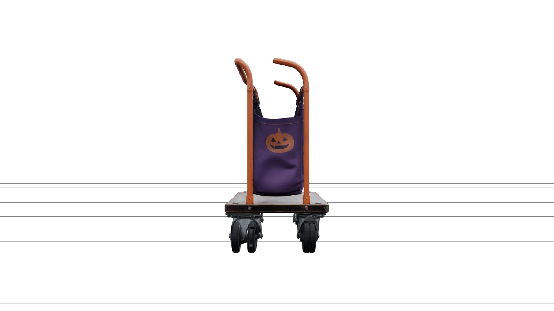Halloween Luggage Cart with Colorful Bags 3d Model Asset 3D Model
