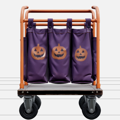 Halloween Luggage Cart with Colorful Bags 3d Model Asset