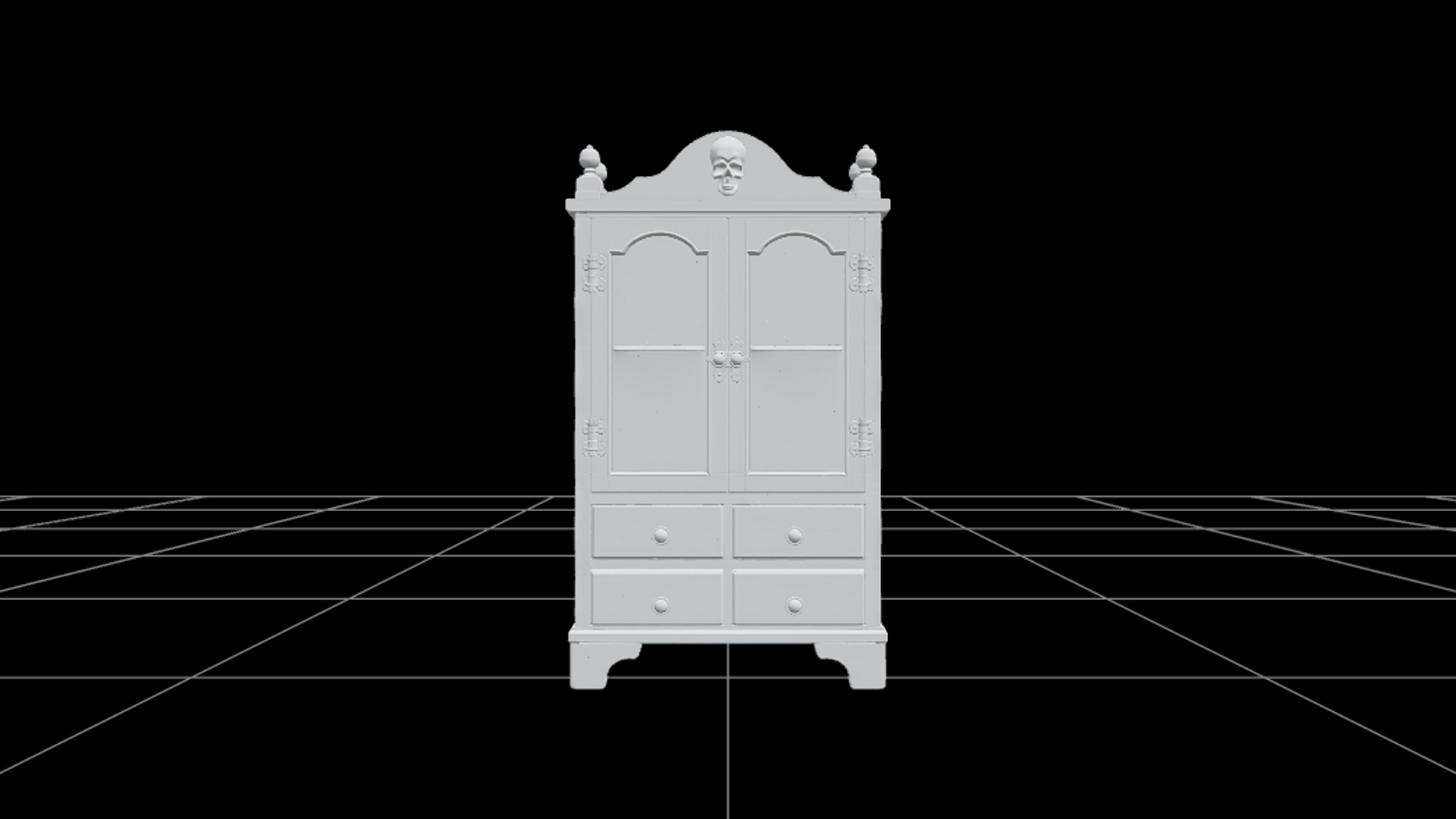 Halloween Medicine Cabinet with Colored Bottles 3D Model 3D Model