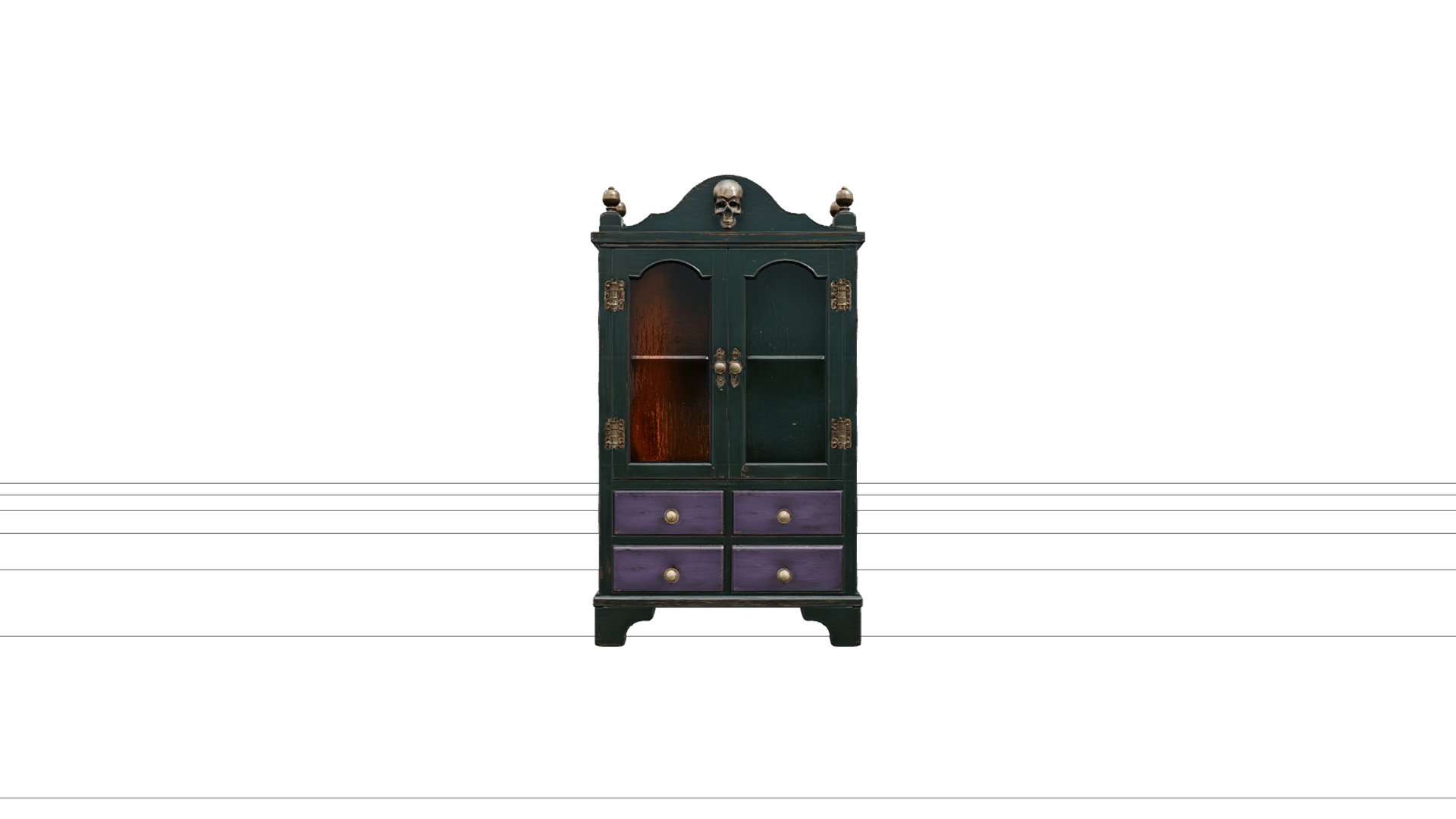 Halloween Medicine Cabinet with Colored Bottles 3D Model 3D Model