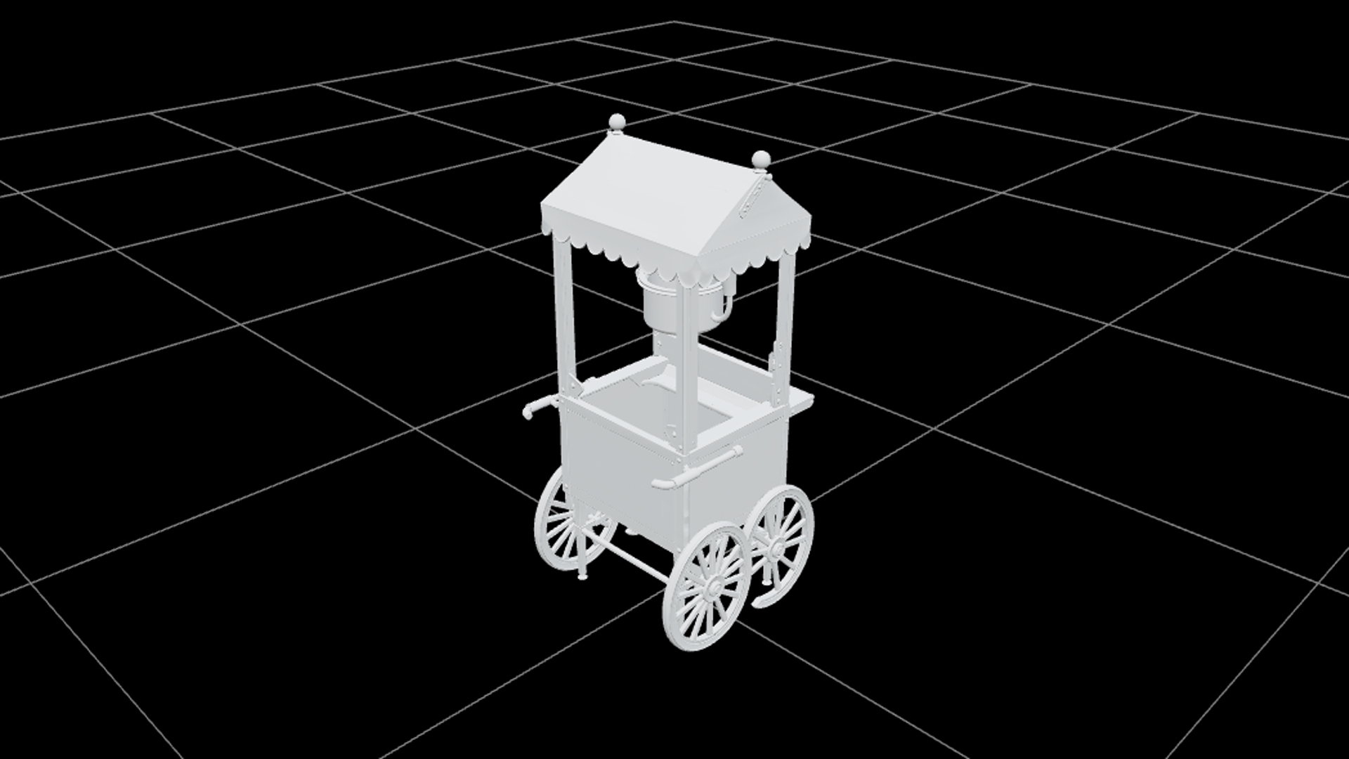 Halloween Popcorn Cart Striped Orange Canopy 3D Model Asset 3D Model