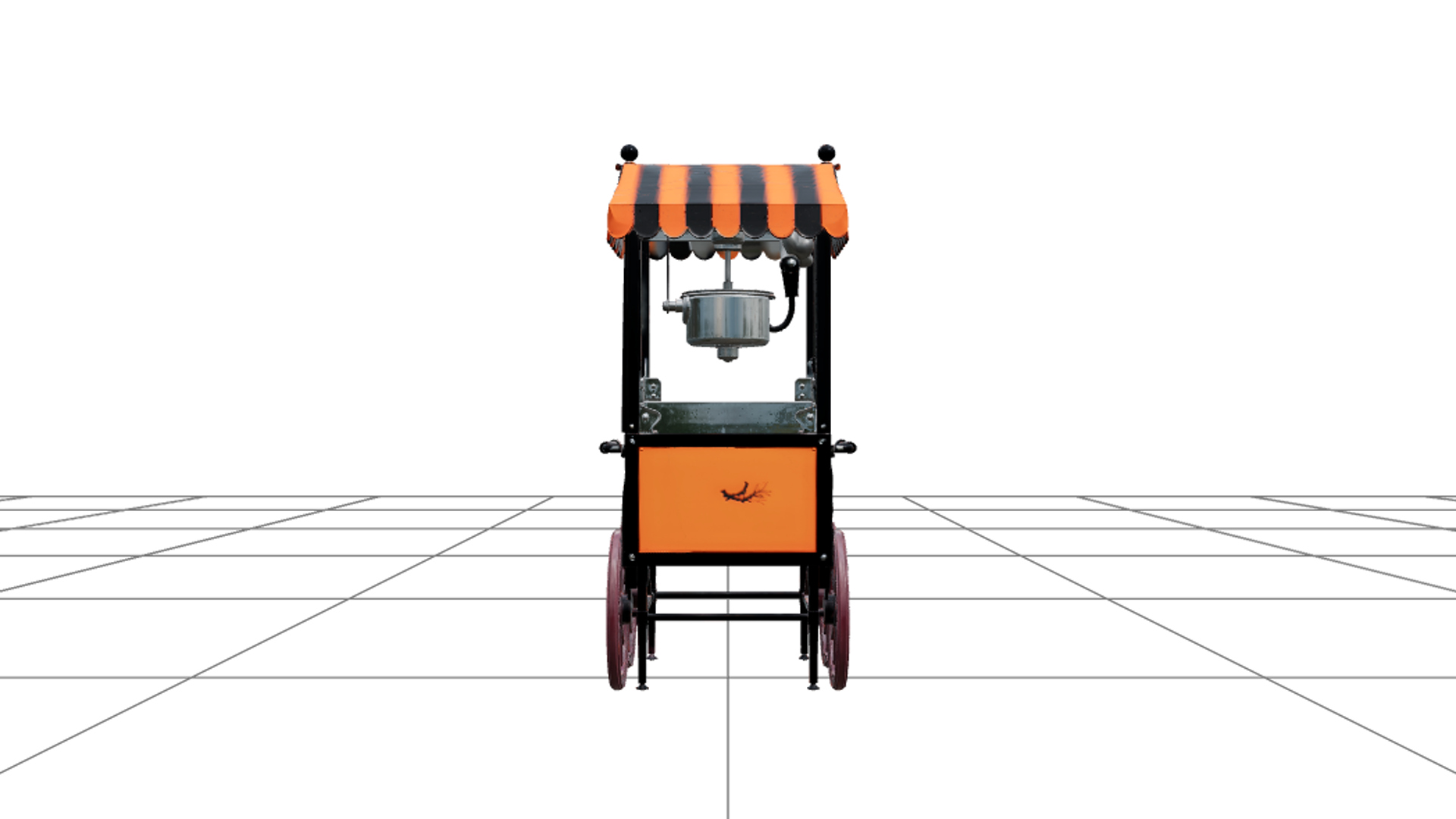 Halloween Popcorn Cart Striped Orange Canopy 3D Model Asset 3D Model