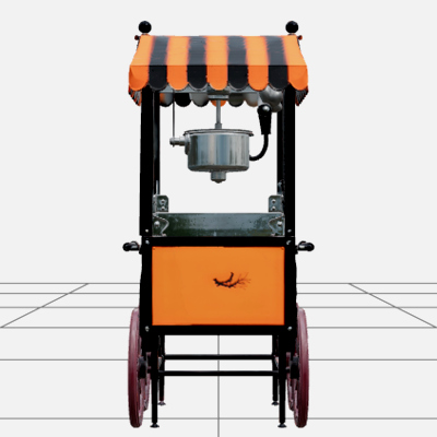 Halloween Popcorn Cart Striped Orange Canopy 3D Model Asset