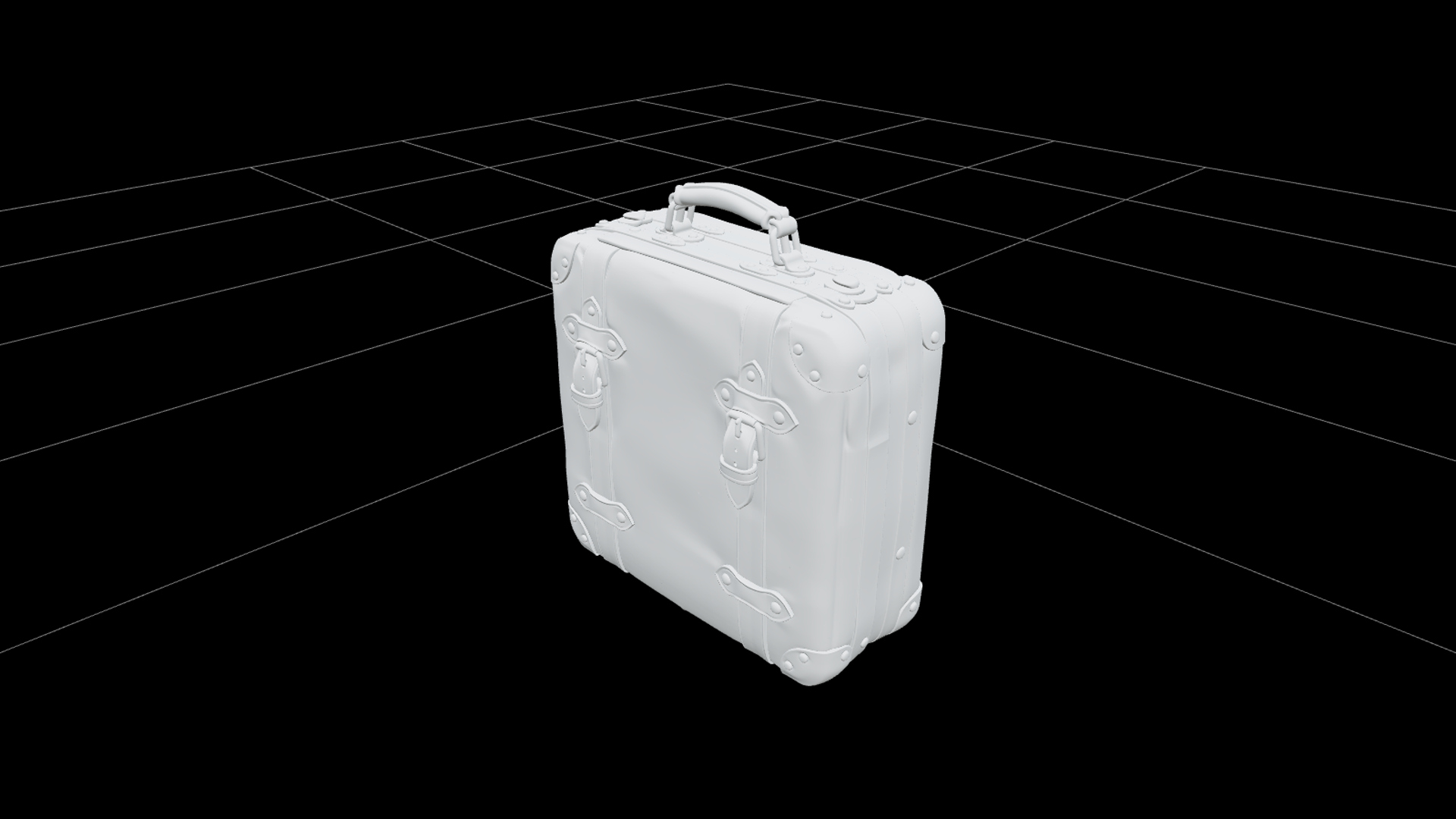 Halloween Suitcase with Purple Straps and Buckles 3D Model 3D Model