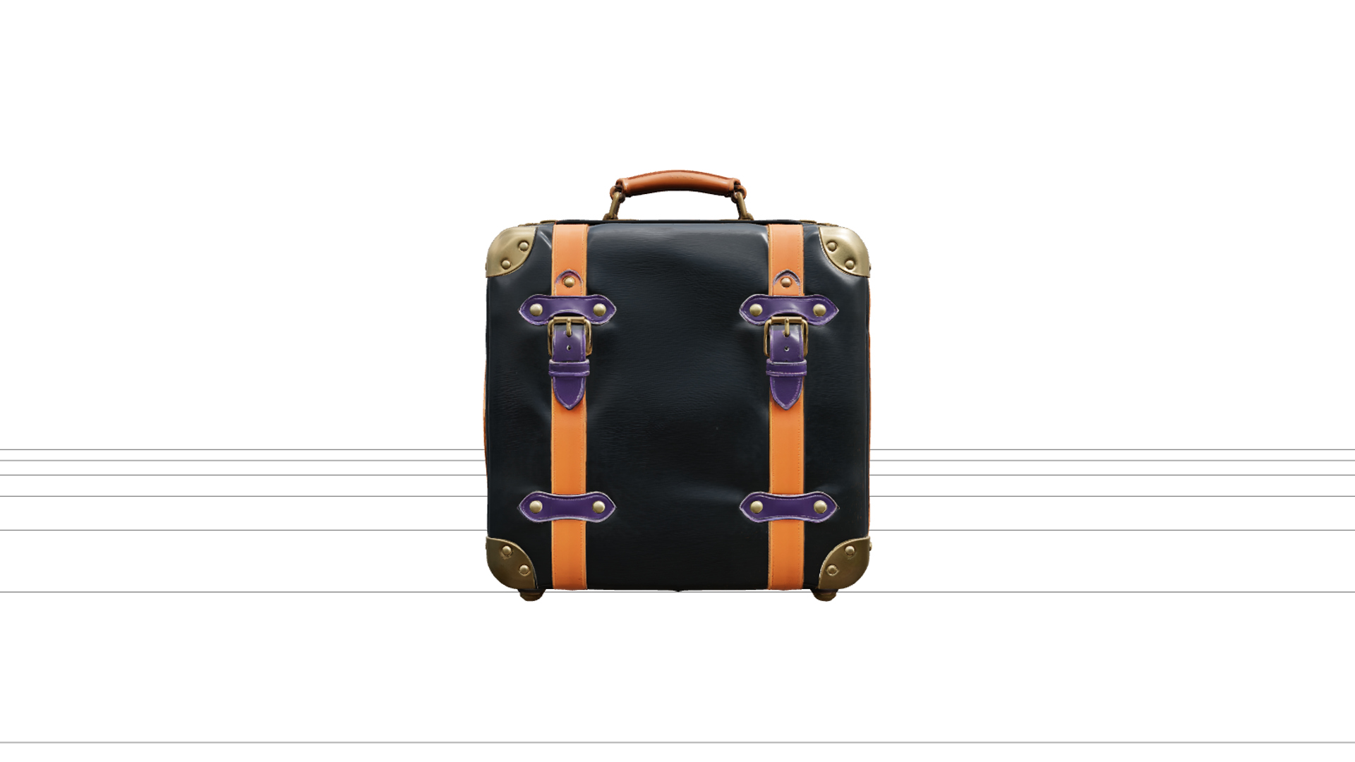 Halloween Suitcase with Purple Straps and Buckles 3D Model 3D Model
